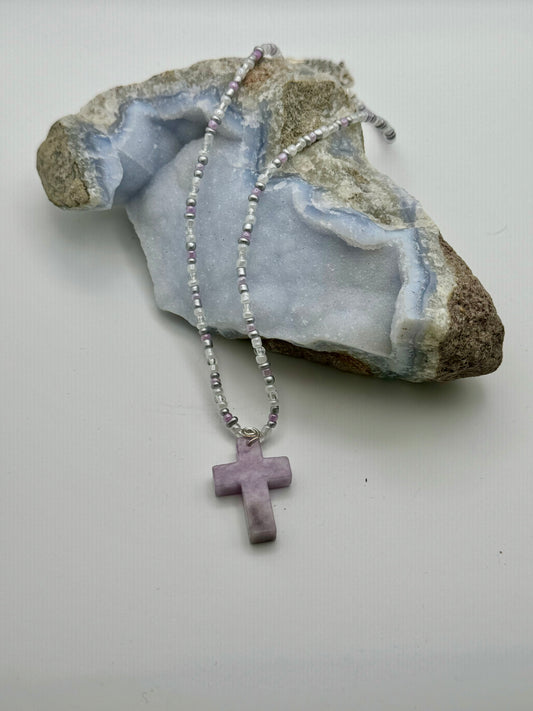 Purple Cross Necklace