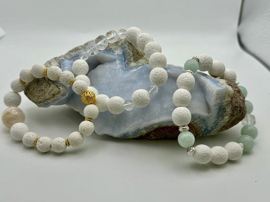 White Lava Bead Bracelets (sold separately)