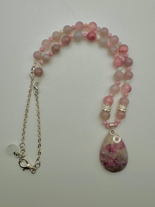 Tourmaline and Berry Quartz Necklace